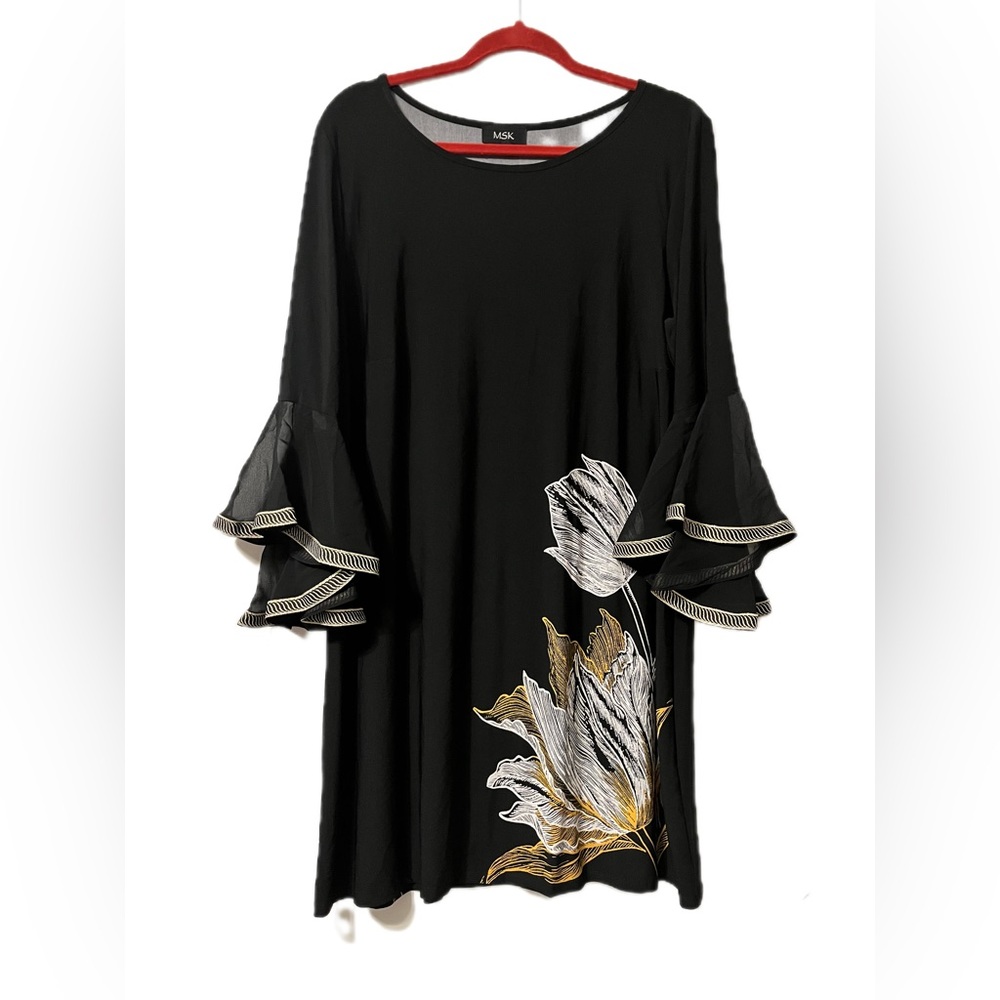 MSK Bell Sleeve placement Print Dress